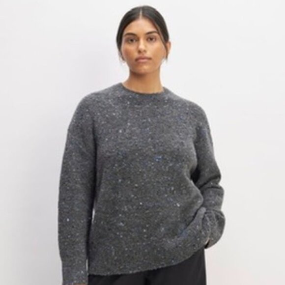 EVERLANE Confetti Crew Charcoal Gray Merino Wool Sweater Medium - Picture 1 of 15